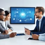 역량 갭 분석의 트렌드 변화 - **Prompt for Future Skills and Foresight:**
    "A diverse group of 4-5 professionals, including men...