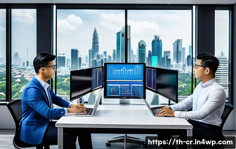 역량 갭 분석의 최신 연구 동향 - A modern office scene in Bangkok with diverse Thai professionals collaborating around a digital dash...